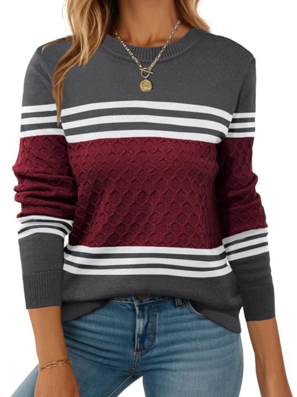 Cozy Long Sleeve Ribbed Knit Sweater Top for Women - Perfect Fall Fashion!